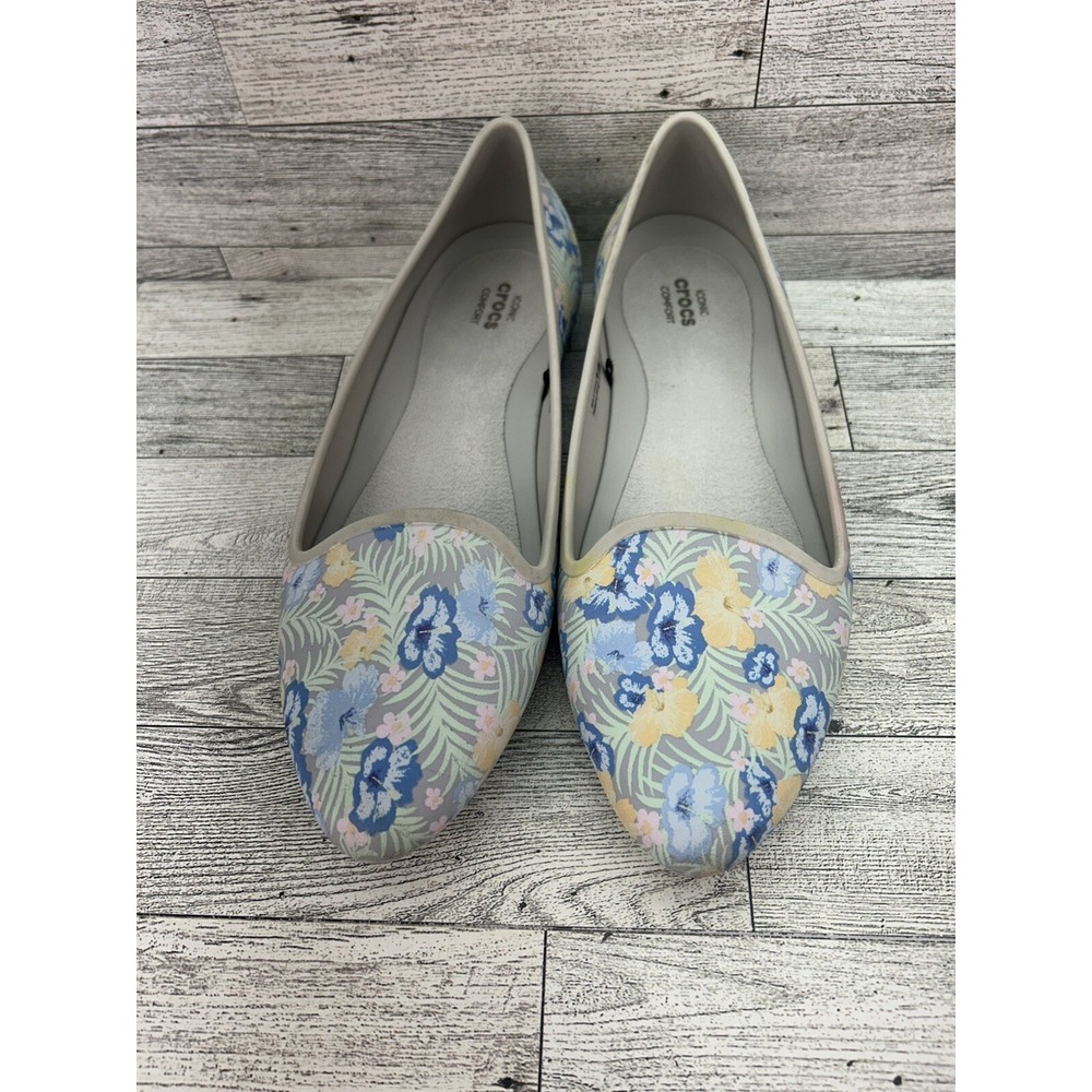 Crocs Comfort Eve Graphic Pastel Florals Slip On Women's Size 8‎ Flat 204198